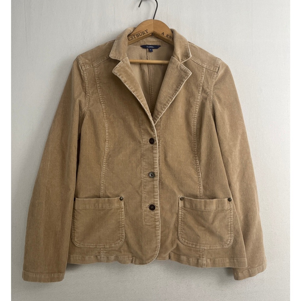 Reitmans Womens Tan Corduroy Blazer Jacket Beige Stretch Cotton Size 11 - Picture 5 of 10